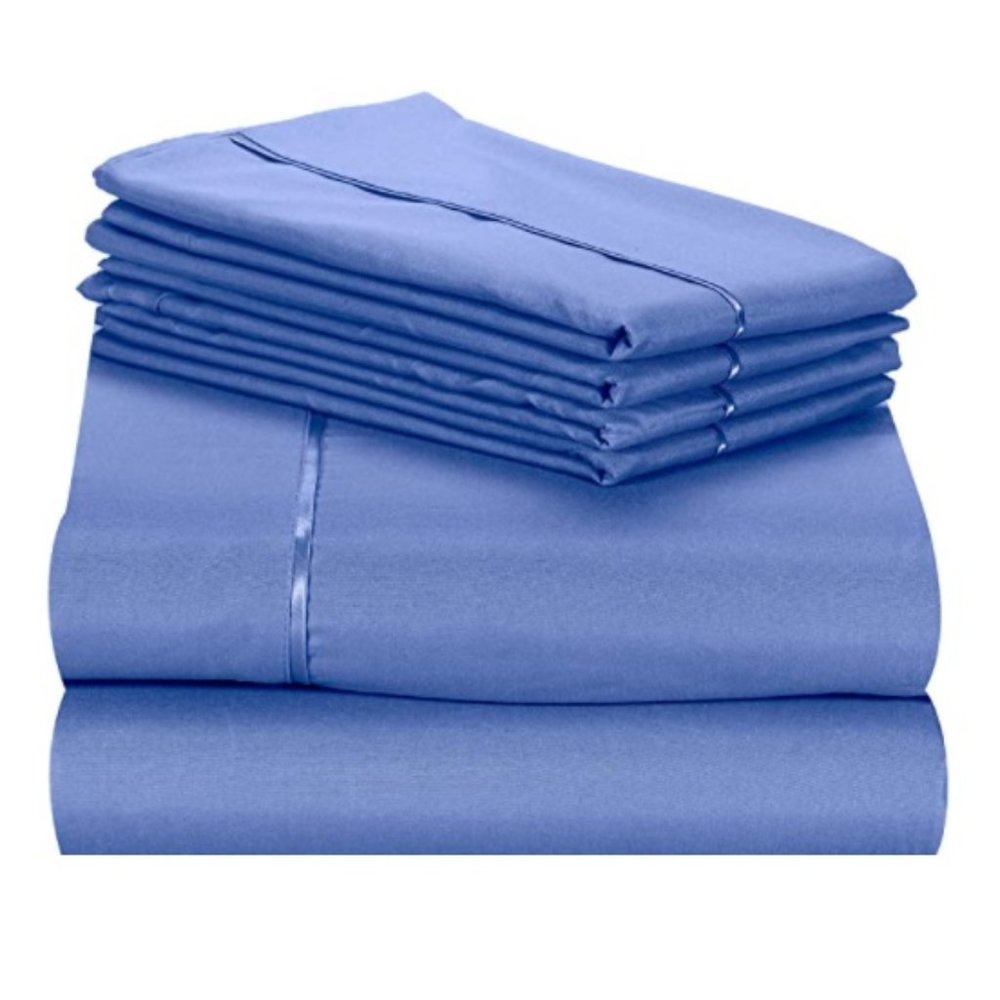 6 PC Sheet Set Bamboo Sheets Deep Pockets 18" Eco Friendly - Violet Blue Color